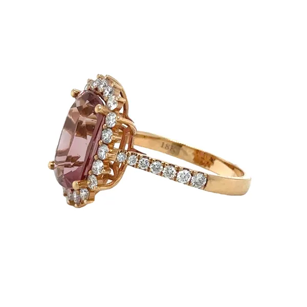 18K Rose Gold Cushion Cut 4.0ct. Tourmaline And Diamond Halo Ring Image 2 Classic Creations In Diamonds & Gold Venice, FL