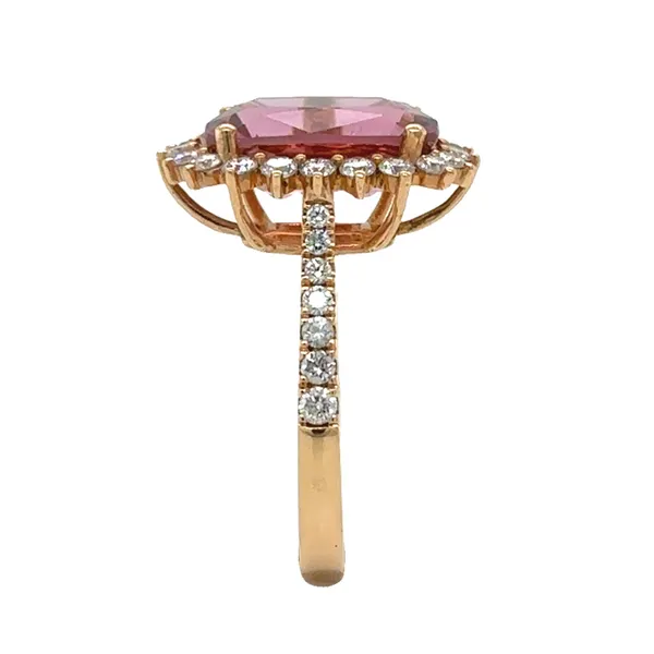 18K Rose Gold Cushion Cut 4.0ct. Tourmaline And Diamond Halo Ring Image 4 Classic Creations In Diamonds & Gold Venice, FL