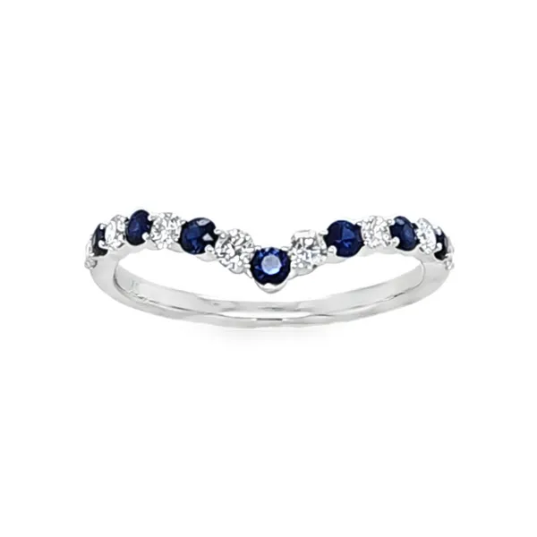 14K White Gold Sapphire and Diamond V Band – 0.26ct Sapphire AA, 0.24ct Diamond Classic Creations In Diamonds & Gold Venice, FL