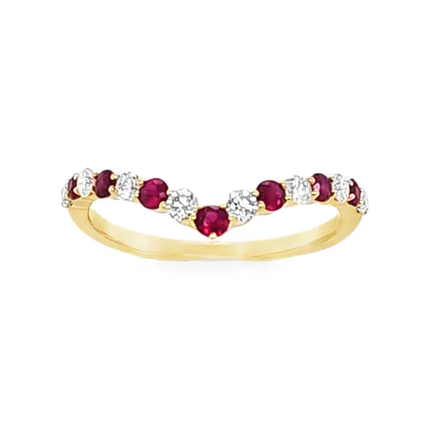 14K Yellow Gold Ruby And Diamond V Band – 0.28ct Ruby (AA), 0.24ct Diamond Classic Creations In Diamonds & Gold Venice, FL