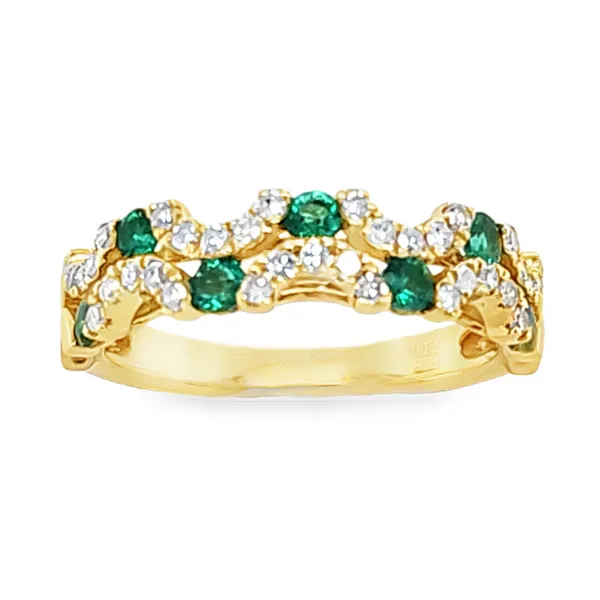18K Yellow Gold Emerald & Diamond Half-Circles Band – 0.33ct AA Emeralds, 0.27ct Diamonds Classic Creations In Diamonds & Gold Venice, FL