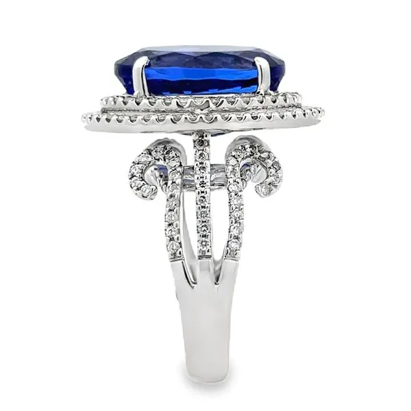 18KW 9.75ct. Tanzanite & Diamond Double Halo Ring Image 3 Classic Creations In Diamonds & Gold Venice, FL