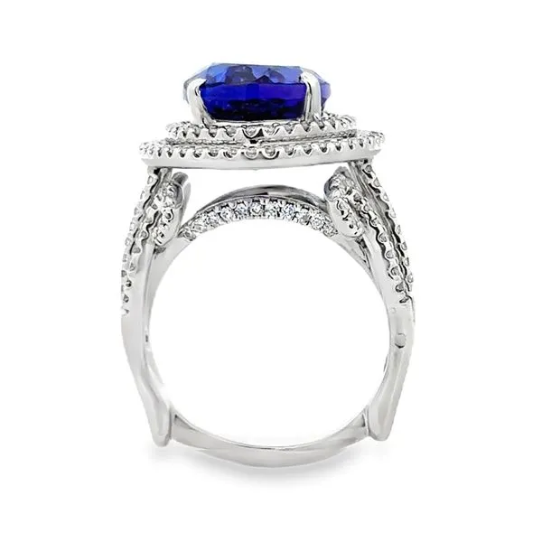 18KW 9.75ct. Tanzanite & Diamond Double Halo Ring Image 4 Classic Creations In Diamonds & Gold Venice, FL