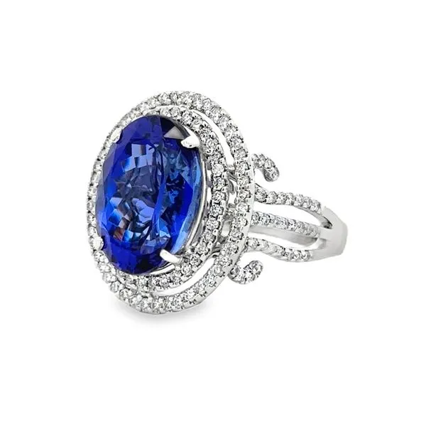 18KW 9.75ct. Tanzanite & Diamond Double Halo Ring Classic Creations In Diamonds & Gold Venice, FL