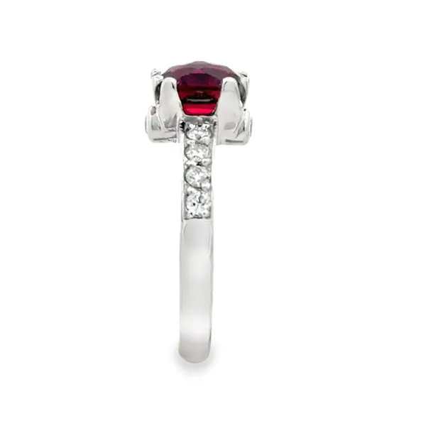 14K White Gold Square Cushion Check Top Rhodolite Garnet Ring with Diamond Shank – 2.75ct Garnet, 0.30ct Diamond TW Image 2 Classic Creations In Diamonds & Gold Venice, FL
