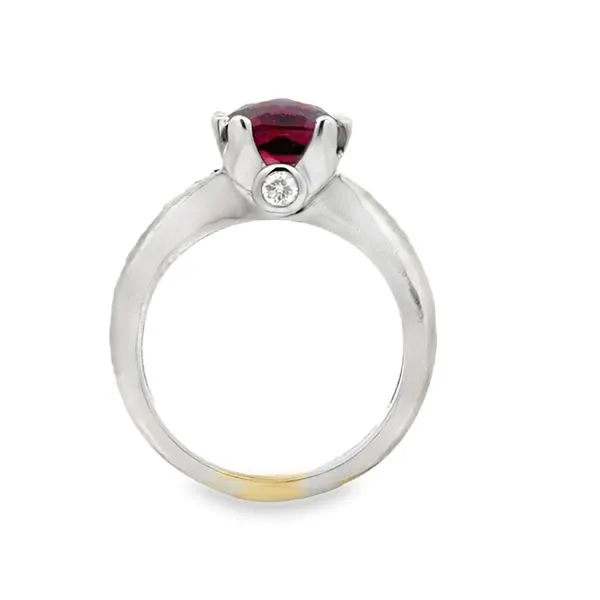 14K White Gold Square Cushion Check Top Rhodolite Garnet Ring with Diamond Shank – 2.75ct Garnet, 0.30ct Diamond TW Image 3 Classic Creations In Diamonds & Gold Venice, FL