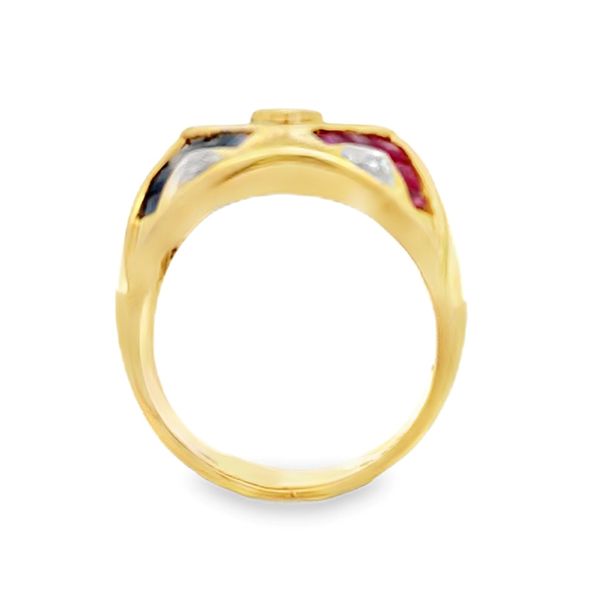 14K Yellow Gold Emerald, Ruby, Sapphire & Diamond Ring | 2.56 CTW Gemstones Image 3 Classic Creations In Diamonds & Gold Venice, FL