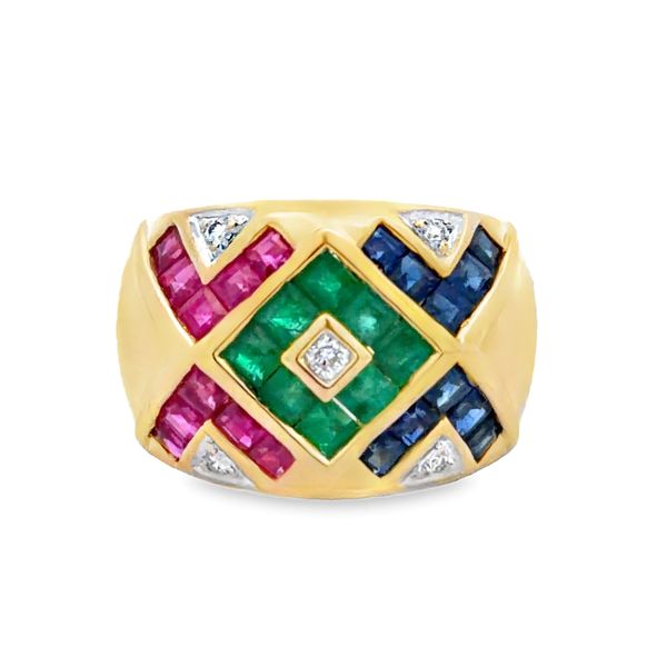14K Yellow Gold Emerald, Ruby, Sapphire & Diamond Ring | 2.56 CTW Gemstones Classic Creations In Diamonds & Gold Venice, FL