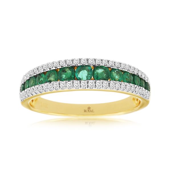 14K Yellow Gold Emerald and Diamond Channel Set Band 4.8mm Classic Creations In Diamonds & Gold Venice, FL