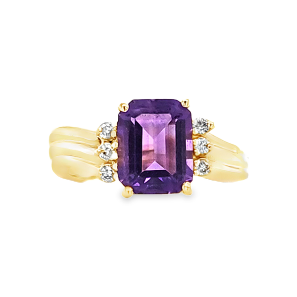 14K Yellow Gold Amethyst and Diamond Ring Classic Creations In Diamonds & Gold Venice, FL