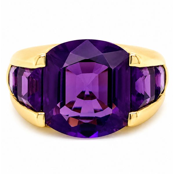 14K Yellow Gold Cushion Cut Amethyst Ring 7.00 CT Classic Creations In Diamonds & Gold Venice, FL