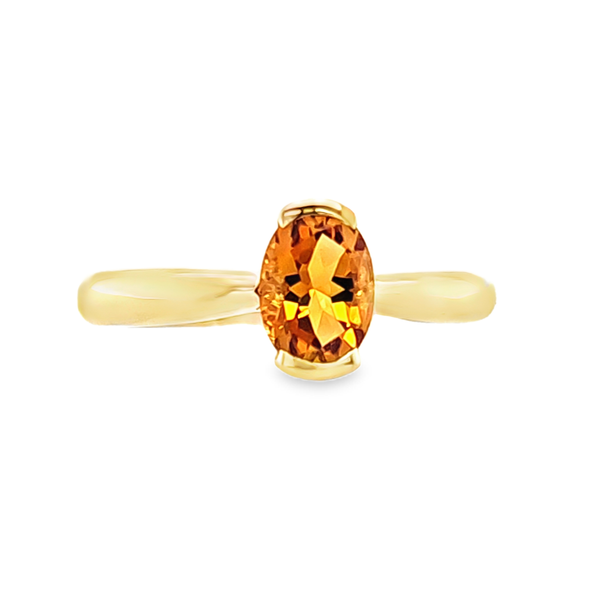 14K Yellow Gold Oval Citrine Half Bezel Set Ring 7 x 5 mm Image 2 Classic Creations In Diamonds & Gold Venice, FL