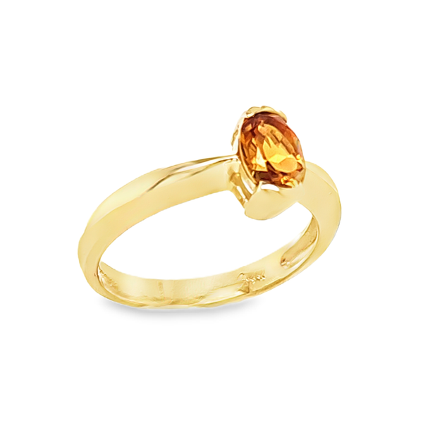14K Yellow Gold Oval Citrine Half Bezel Set Ring 7 x 5 mm Classic Creations In Diamonds & Gold Venice, FL
