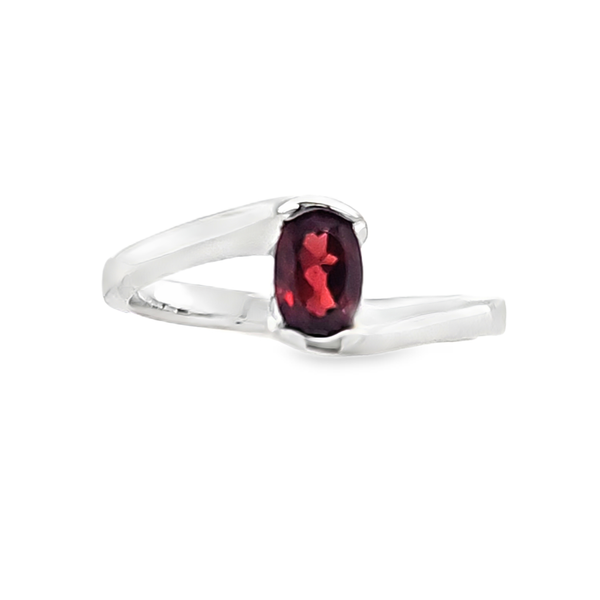 14K White Gold Oval Garnet Bypass Ring Image 2 Classic Creations In Diamonds & Gold Venice, FL