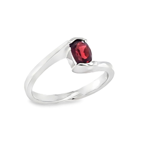 14K White Gold Oval Garnet Bypass Ring Classic Creations In Diamonds & Gold Venice, FL