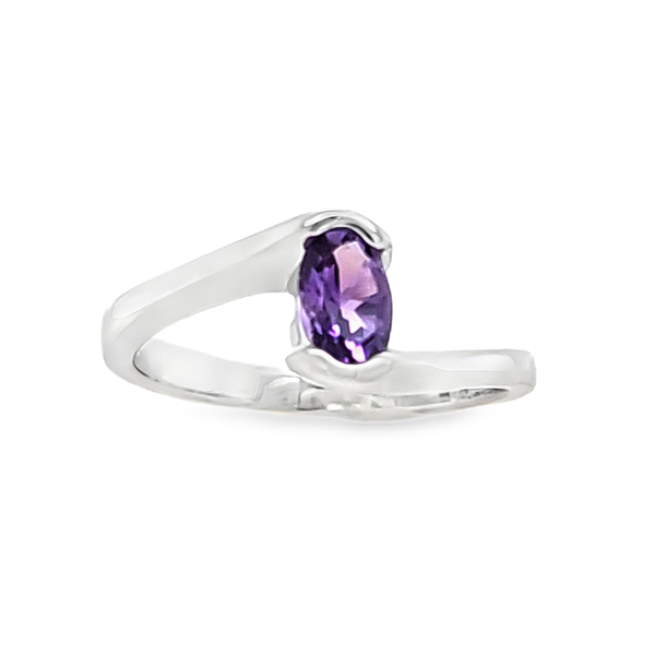 14K White Gold Oval Amethyst Bypass Ring 6x4mm Image 2 Classic Creations In Diamonds & Gold Venice, FL