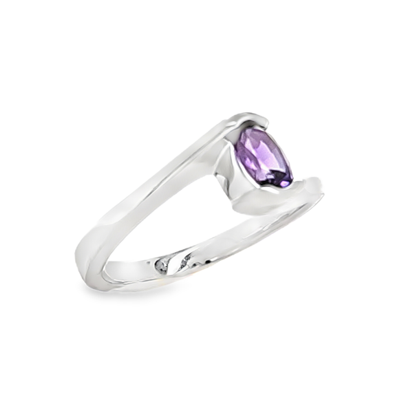 14K White Gold Oval Amethyst Bypass Ring 6x4mm Classic Creations In Diamonds & Gold Venice, FL