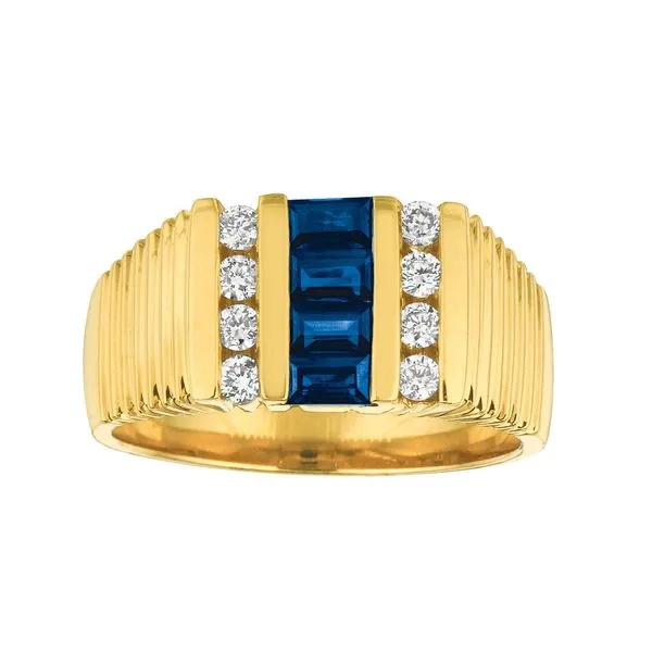 Mans Channel Set Sapphire & Diamond Ring Classic Creations In Diamonds & Gold Venice, FL