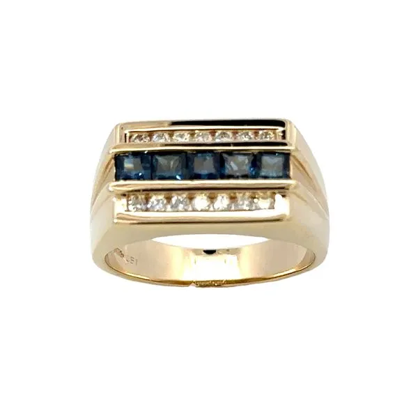 14K Man's Sapphire & Diamond Ring Classic Creations In Diamonds & Gold Venice, FL
