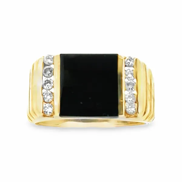 14K Yellow Gold Black Onyx and Channel Set Diamond Ring – 0.33ct TW Image 2 Classic Creations In Diamonds & Gold Venice, FL