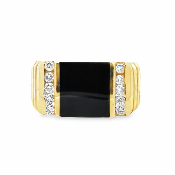 14K Yellow Gold Black Onyx and Channel Set Diamond Ring – 0.33ct TW Classic Creations In Diamonds & Gold Venice, FL