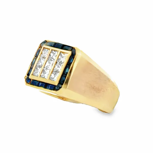 14K Yellow Gold Square Top Sapphire and Diamond Channel Set Ring – 0.72ct Sapphire, 1.00ct Diamond TW Image 2 Classic Creations In Diamonds & Gold Venice, FL