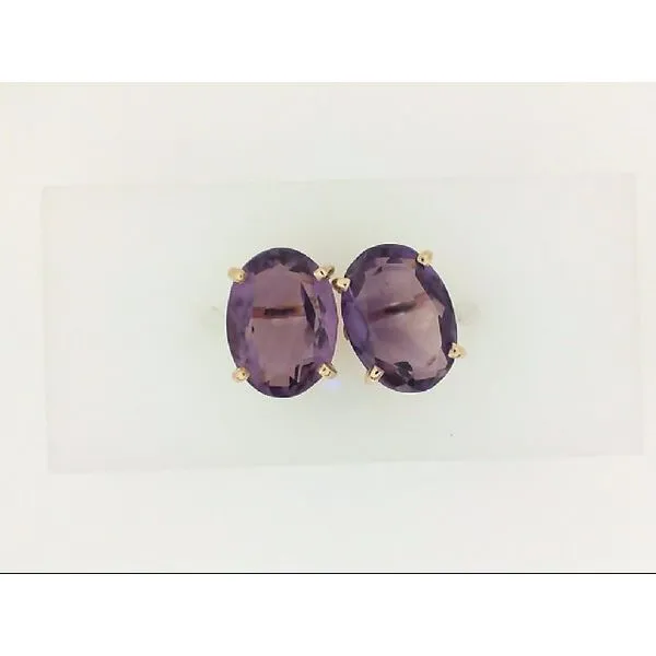 14K Yellow Gold Oval Amethyst Scroll Settings Stud Earrings Classic Creations In Diamonds & Gold Venice, FL