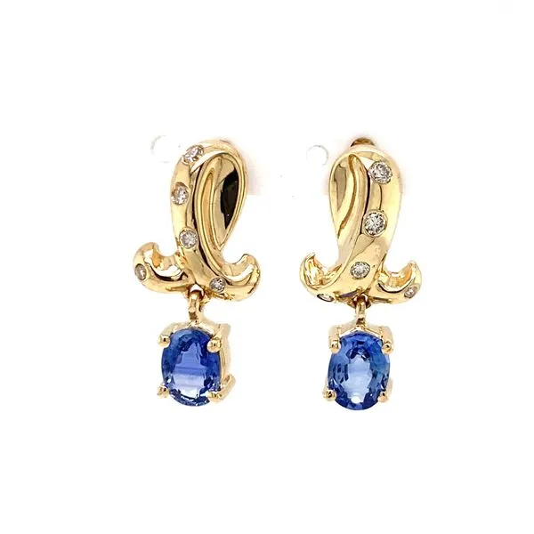 14K Yellow Gold Oval Tanzanite With Burnished Diamond Accent Posts Classic Creations In Diamonds & Gold Venice, FL