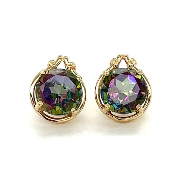 14K Yellow Gold Mystic Topaz Stud Earrings Classic Creations In Diamonds & Gold Venice, FL