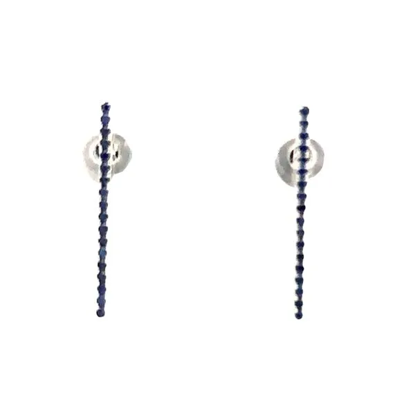 14K White Gold Micro Pavè Sapphire Vertical Bar Stud Earrings Classic Creations In Diamonds & Gold Venice, FL