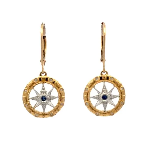 Sapphire & Diamond Compass Dangle Earrings Classic Creations In Diamonds & Gold Venice, FL