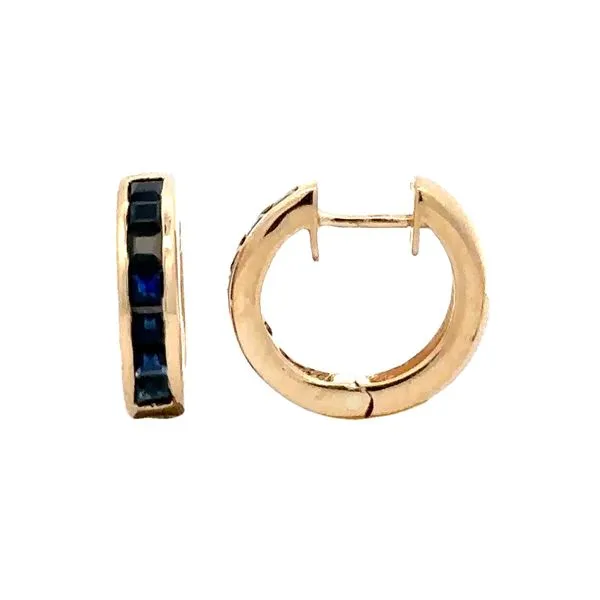Channel Set Sapphire Huggie Earrings Classic Creations In Diamonds & Gold Venice, FL
