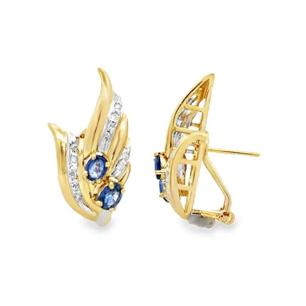 14K Yellow Gold Tanzanite & Diamond Omega Back Earrings Classic Creations In Diamonds & Gold Venice, FL