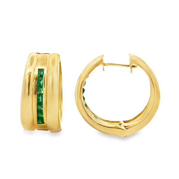 18K Yellow Gold Emerald Hinged Hoop Earrings – 0.70 CTW Classic Creations In Diamonds & Gold Venice, FL