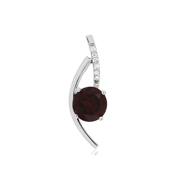 14K Mozambique Garnet & Diamond Crossover Pendant Classic Creations In Diamonds & Gold Venice, FL