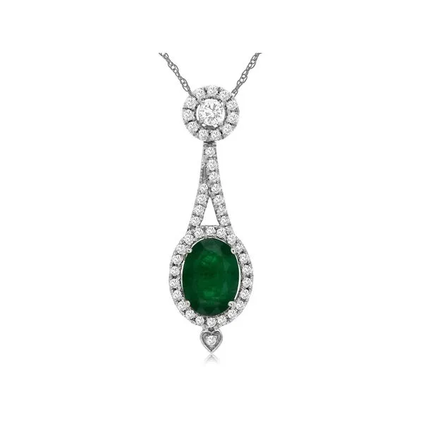 Emerald & Diamond Halo Door Knocker Pendant Classic Creations In Diamonds & Gold Venice, FL