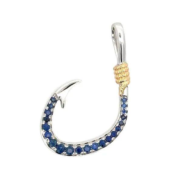 14K White Gold Pavè Sapphire Hawaiian Hook Pendant With Gold Wraps Classic Creations In Diamonds & Gold Venice, FL
