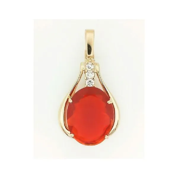 14K Yellow Gold Mexican Fire Opal Pendant Classic Creations In Diamonds & Gold Venice, FL