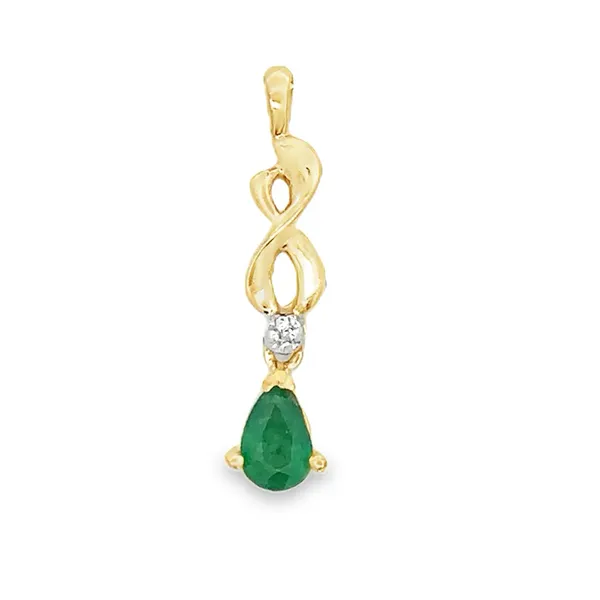 10K Yellow Gold Emerald Pear Infinity Drop Diamond Accent Pendant Classic Creations In Diamonds & Gold Venice, FL