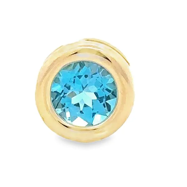 14K Yellow Gold Bezel Set Blue Topaz Solitaire Pendant Classic Creations In Diamonds & Gold Venice, FL