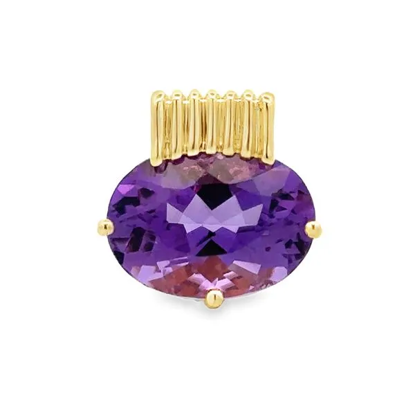 10K Yellow Gold Oval Amethyst Solitaire Set East To West Pendant Classic Creations In Diamonds & Gold Venice, FL