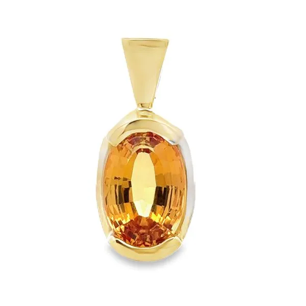 14K Yellow Gold Oval Citrine Half Bezel Setting Pendant Classic Creations In Diamonds & Gold Venice, FL
