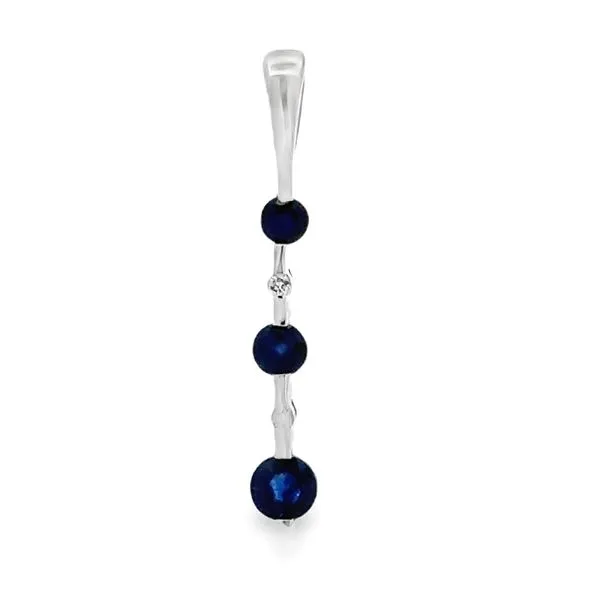 14K White Gold Sapphire And Diamond Vertical Drop Pendant Classic Creations In Diamonds & Gold Venice, FL