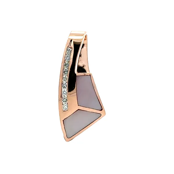 14K Red Gold Mother-Of-Pearl And Diamond Slide Pendant Classic Creations In Diamonds & Gold Venice, FL