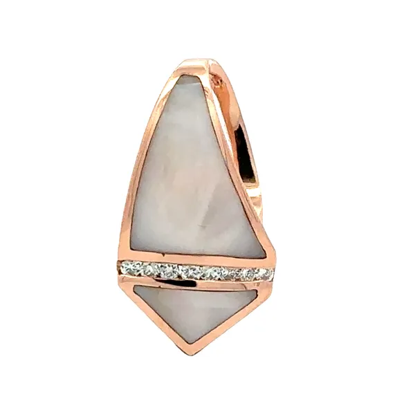 14K Rose Gold Inlaid Mother-Of-Pearl And Diamond Slide Pendant Classic Creations In Diamonds & Gold Venice, FL