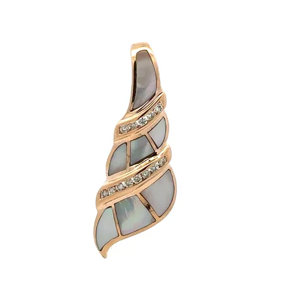 14K Rose Gold Inlaid Mother-Of-Pearl And Diamond Slide Pendant Classic Creations In Diamonds & Gold Venice, FL