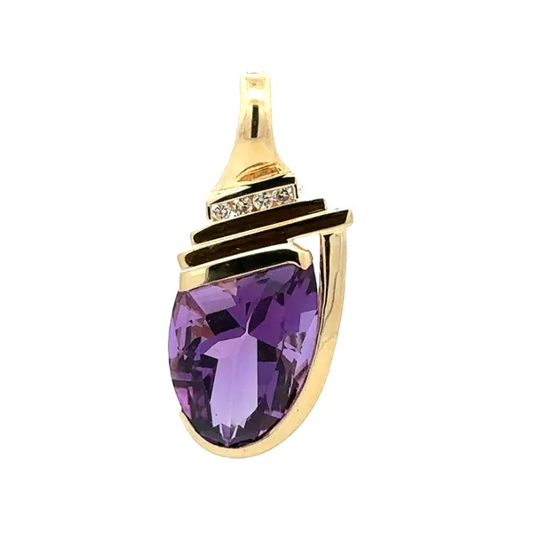 14K Yellow Gold Fancy Cut Amethyst And Diamond With Enhancer Bail Slide Pendant Classic Creations In Diamonds & Gold Venice, FL