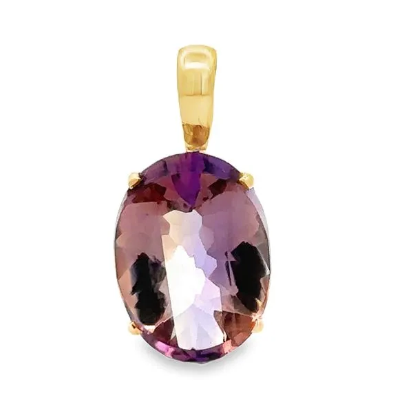 18K Yellow Gold  Oval Ametrine Solitaire Pendant Classic Creations In Diamonds & Gold Venice, FL
