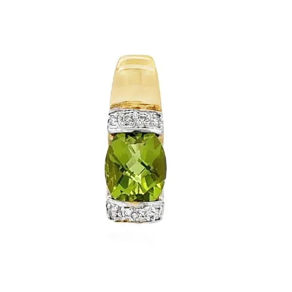 10K Yellow Gold Oval Checkerboard Peridot And Diamond Pendant Classic Creations In Diamonds & Gold Venice, FL