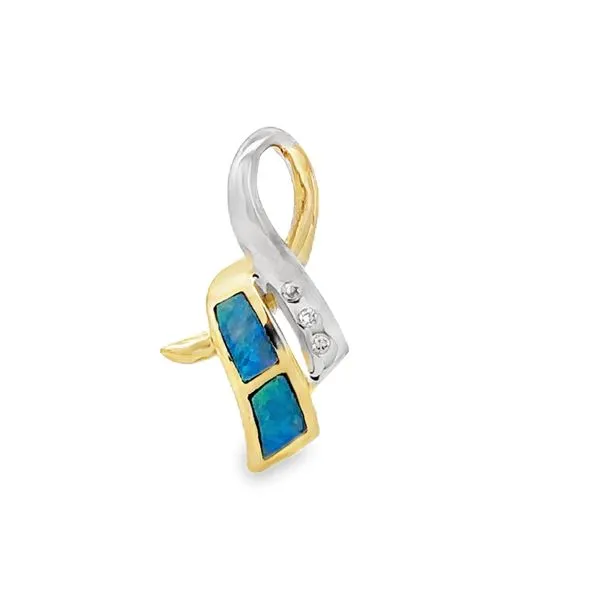 14K Yellow And White Gold Sea Opal And Diamond Pendant Classic Creations In Diamonds & Gold Venice, FL